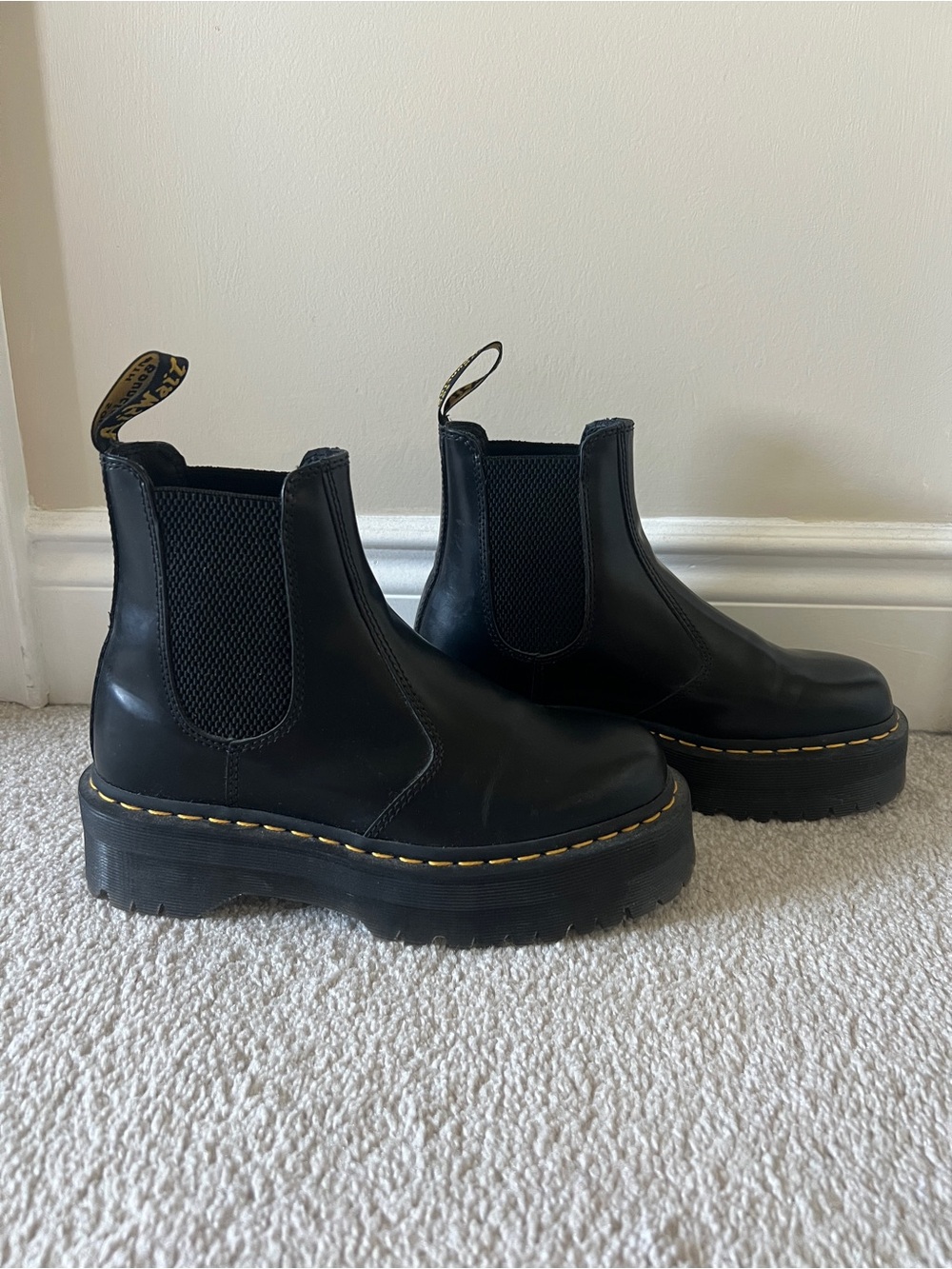 Dr. Martens Black Leather Platform Chelsea Boots 2976